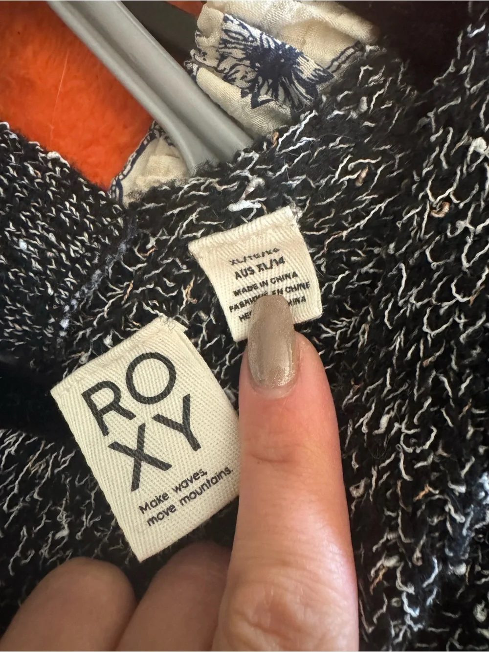 Roxy Marled Black & White Off-the-Shoulder Sweater